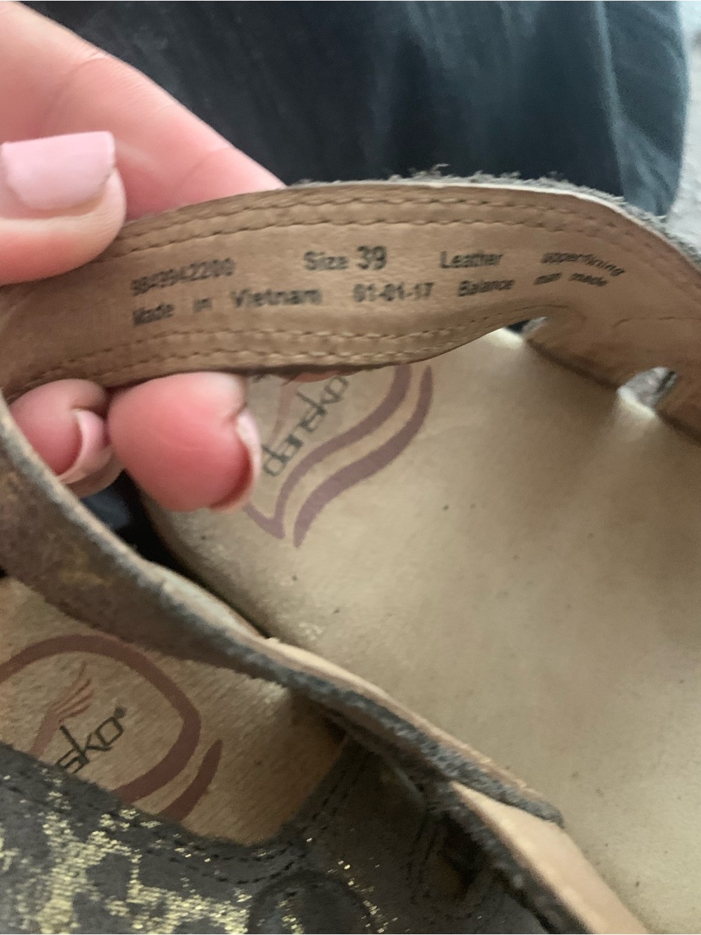 Dansko Metallic Taupe Gold-Accent Strappy  Season Sandals - Picture 6 of 6